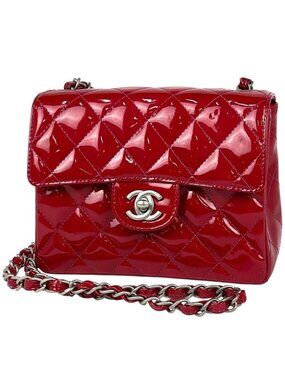 Chanel Mini Quilted Single Flap Chain Shoulder Bag CC Logo Enamel